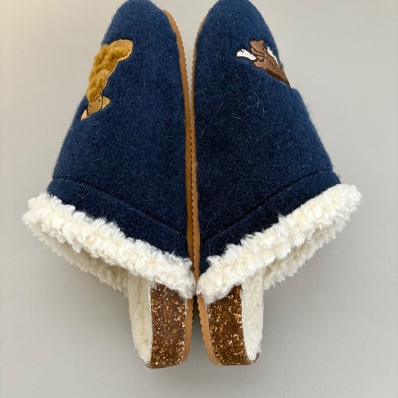 Lands End Women's Cozy Blue Embroidered Dog Slippers Sherpa Lined Sz 9B Comfy - Picture 6 of 12